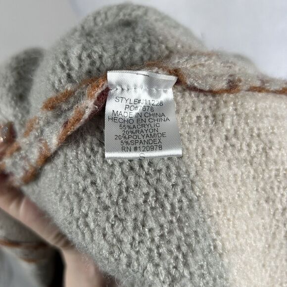 Entro Multicolor Acrylic Cardigan Sweater Top Long Sleeve Small Casual Red Gray - Picture 6 of 8